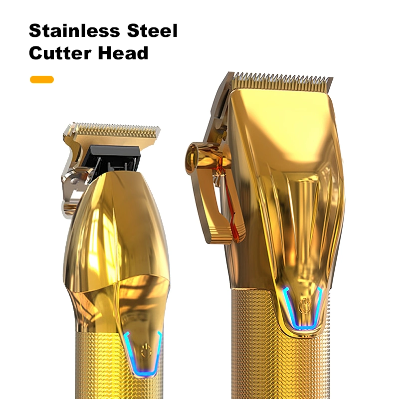 Conjunto de aparador de cabelo totalmente em metal sem fios recarregável Koofex USB Para os homens