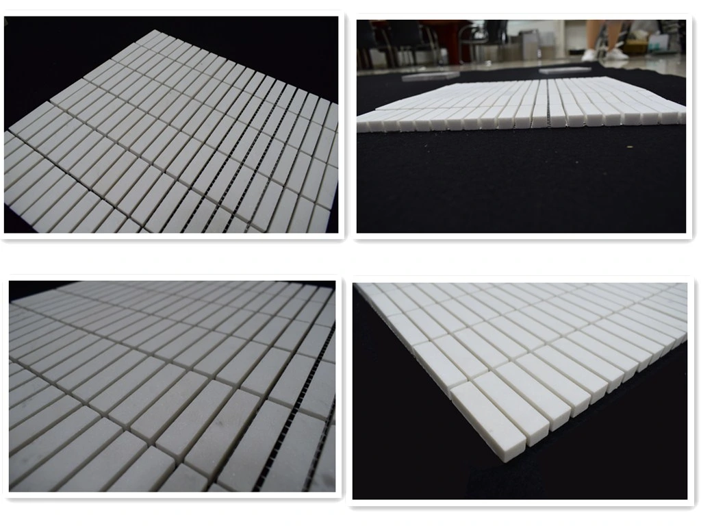 Producto caliente lineal de mármol blanco cristal Backsplash baldosas mosaico y