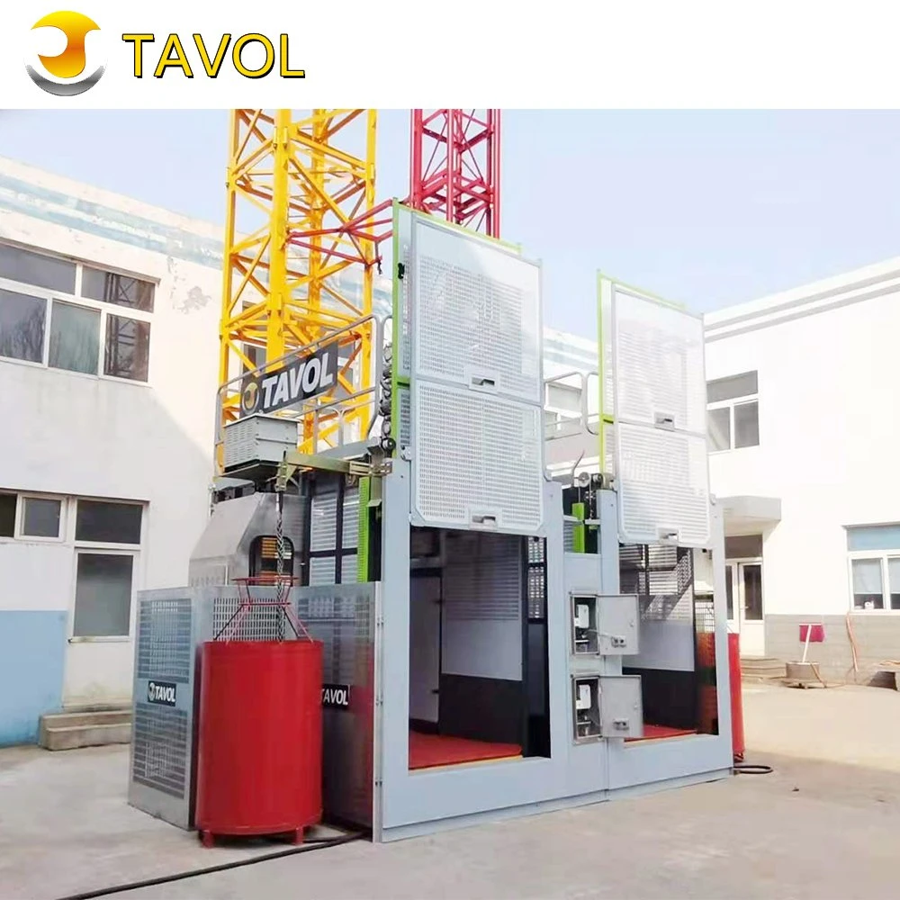 1-2 Ton High Rise Building Construction Double Cabins Hoist Lift Elevator