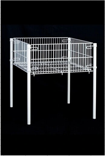 Metal Wire Advertising Supermarket Grid Mesh Vegetable Wine Retail Stand Rack Basket