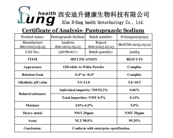 API Pantoprazole Natrium Tablette Pantoprazole Natrium Hydrate Pulver Pantoprazole Natrium