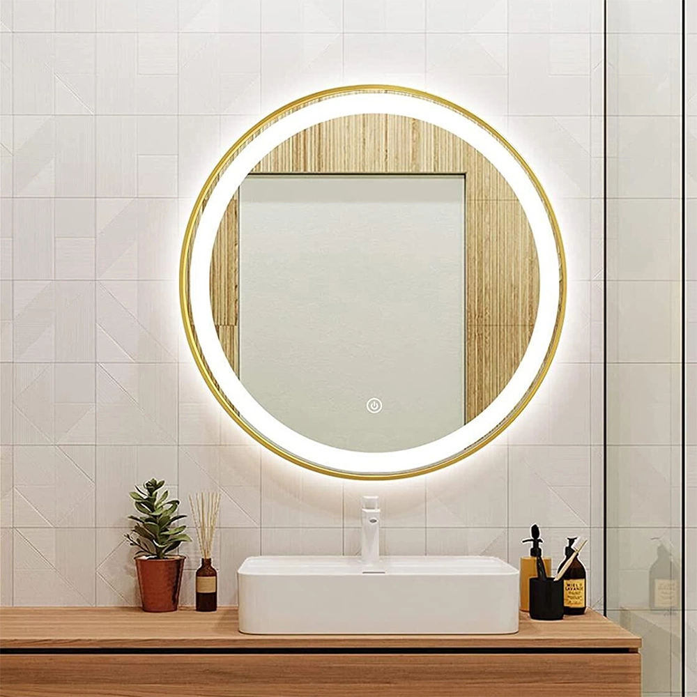 LED Bathroom Smart Mirror Hotel Bathroom Mirrors Sandblasting Aluminum Frame Gold/Black