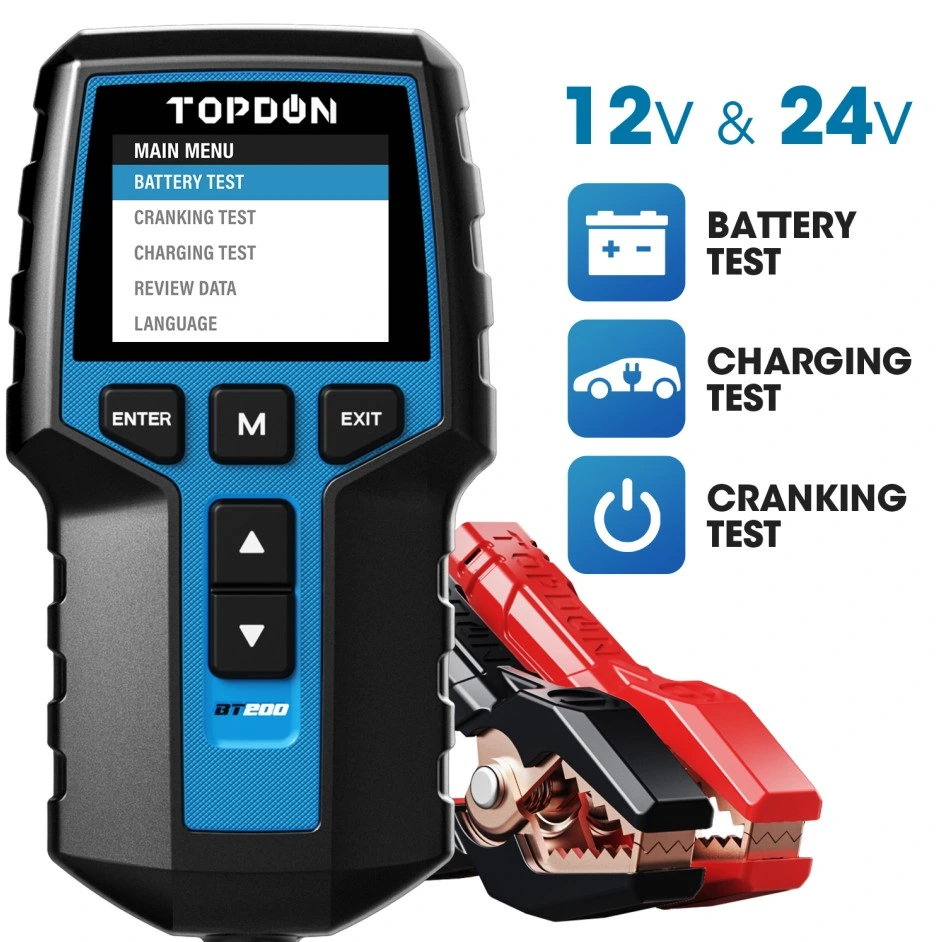 Topdon Europe UK Germany Italy Stock Bt200 72V 20ah Black Licota Tools 125 AMP Battery Cell Impedance Hydrometer Load Projectile (burning) Tester Analyzer