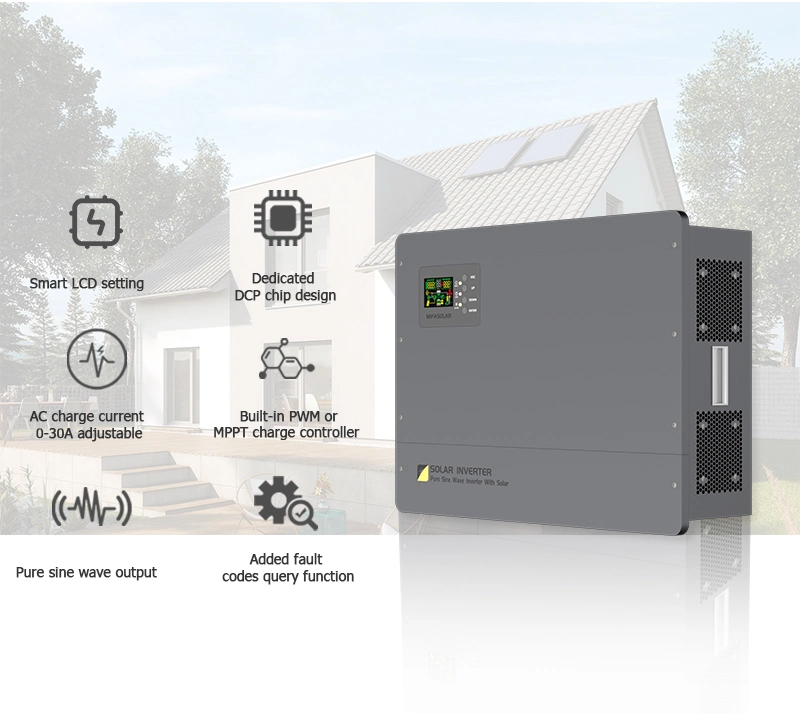 6.4Kw inversor Solar Híbrido Onda senoidal pura Inversor de potencia incorporado MPPT