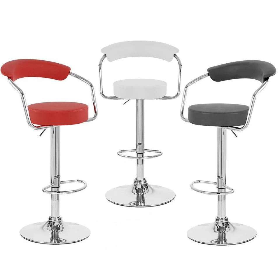 Height Adjustable Bar Stools 360 Rotation Barstool Chromed Base Kitchen Chair