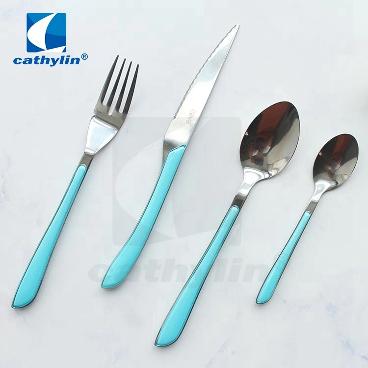 Eco-Friendly Plastic Handle Stainless Steel Knife Fork Spoon Cutlery