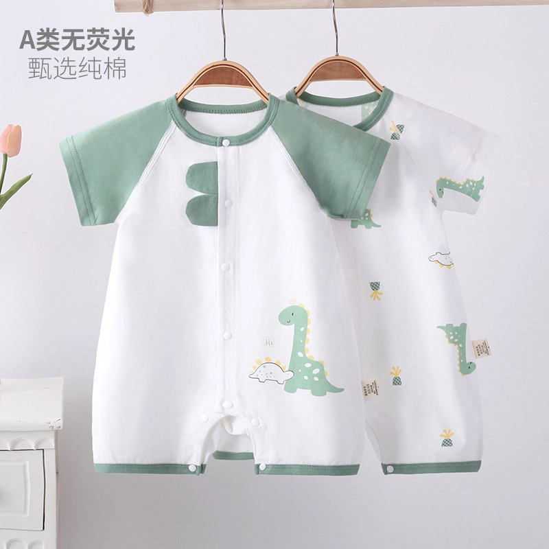 Fashion Cotton Short Sleeve Infant Jumpsuit Carton Print Baby Rompers