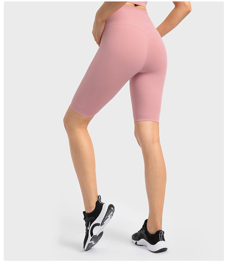 Mayorista personalizado de color sólido Butter suave Deportes de entrenamiento corto gimnasio Leggings de cintura alta Atlético Fitness Yoga corto Ciclismo para mujeres Pantalones cortos de ropa