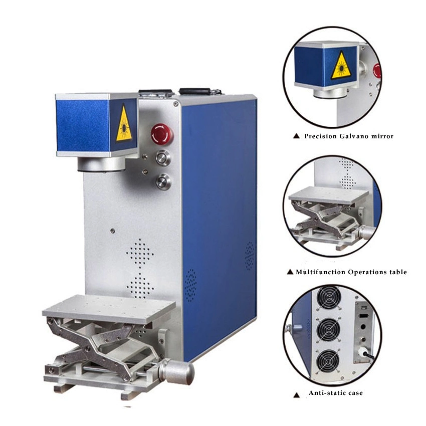 الشركات الصينية 20W علامات الإعلان المتماسكة الشركات الصغيرة والمحمولة ماكينة تمييز الليزر