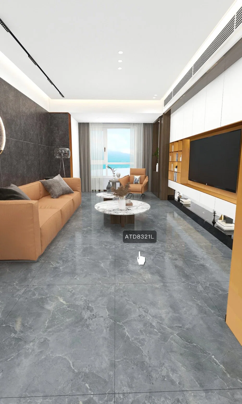 Guangdong Foshan Moderne Marmor Fliesen Serie 800 * 800 Roman Grey Modernes Wohnzimmer Mit Ziegelsteinen