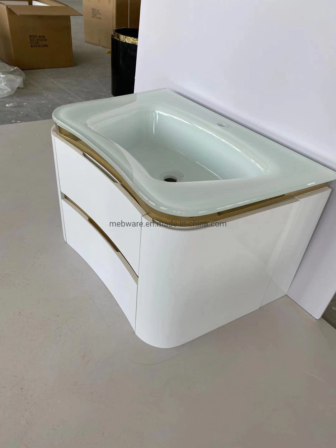 Best Selling Good Price Designed Wall Hung Mounted Bathroom Vanity PVC Bathroom Cabinet with LED Mirror and Side Cabinet