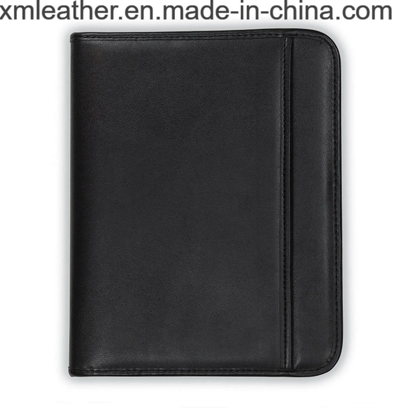 Business Professional Leather Portfolio with Zippered Closure