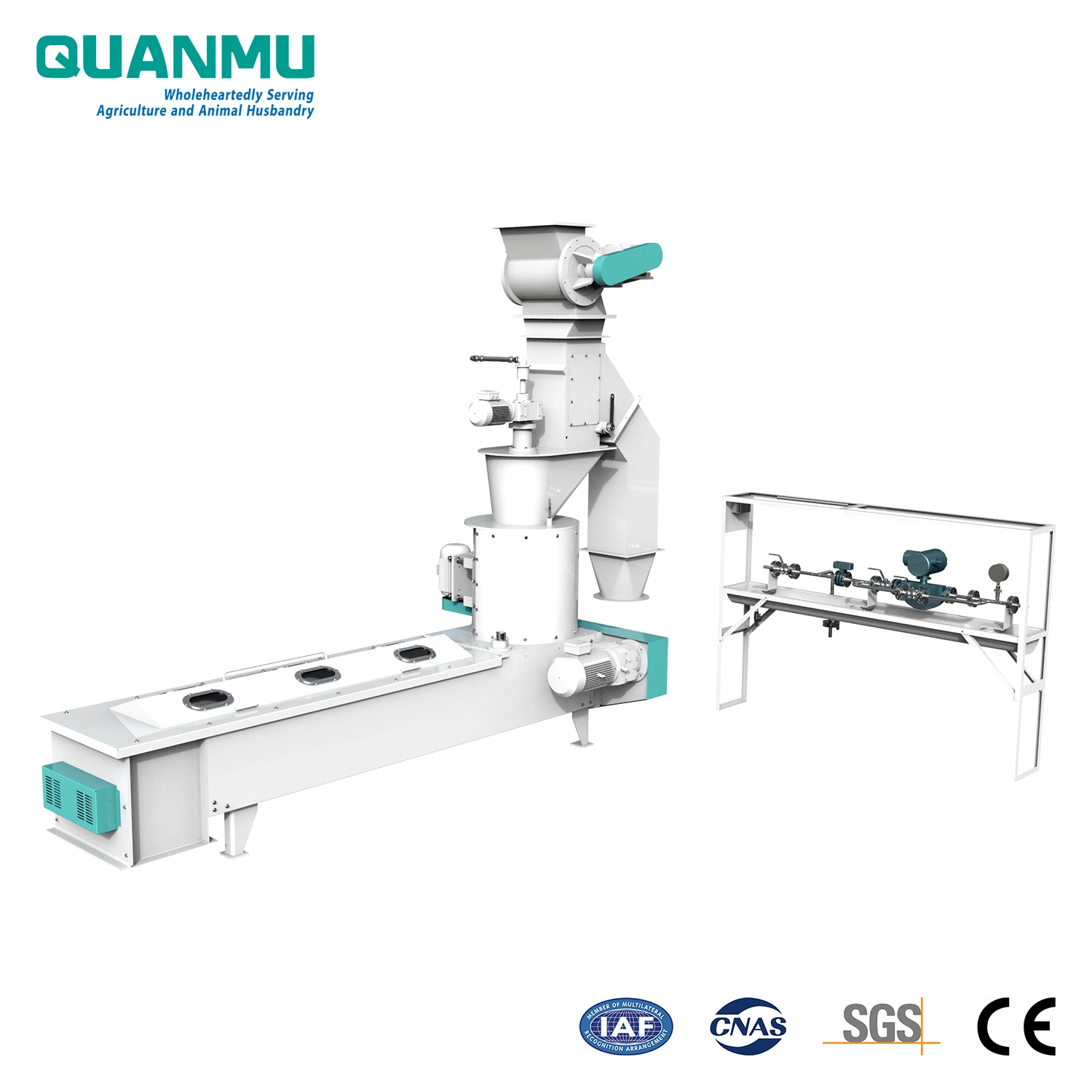 Floating, Sinking Fish and Aquatic Animal Feed Pellet Continuous Horizontal Ribbon Vitamins, Antioxidants, Amino Acids etc. Liquid Spray Machine