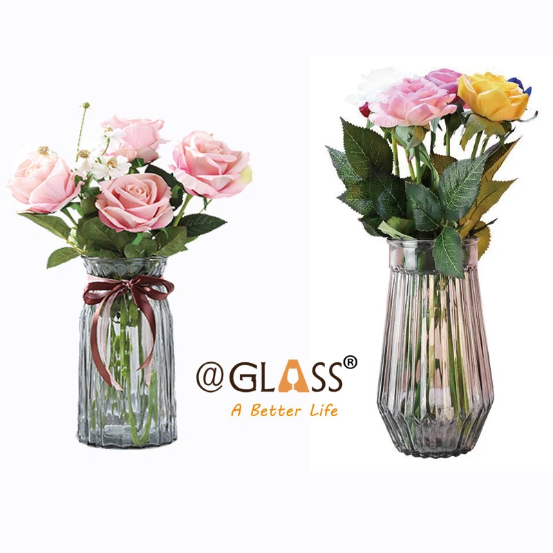 Set of 2 Color Sprayed Soda-Lime Glass Flower Pot Table Top Vase