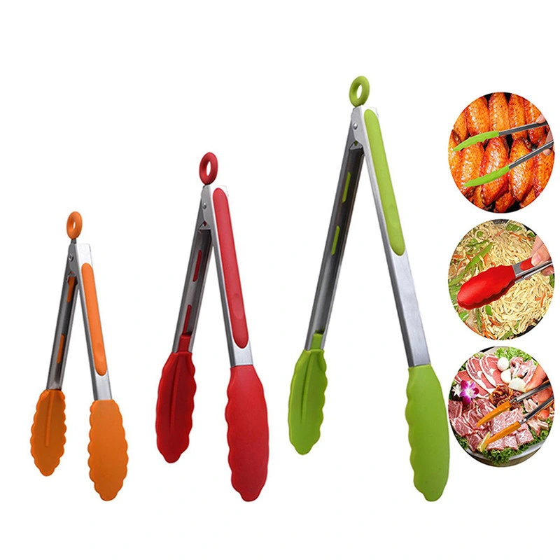 Talheres para Cozinhar Conjunto de 3 Tongs de Aço Inoxidável 304 para Churrasco e Cozinha