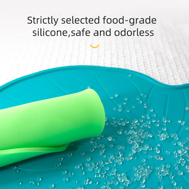 Reusable Portable Children&prime; S Dining Food-Grade BPA-Free Mat Non-Slip Waterproof Baby Lotus Leaf Silicone Placemat