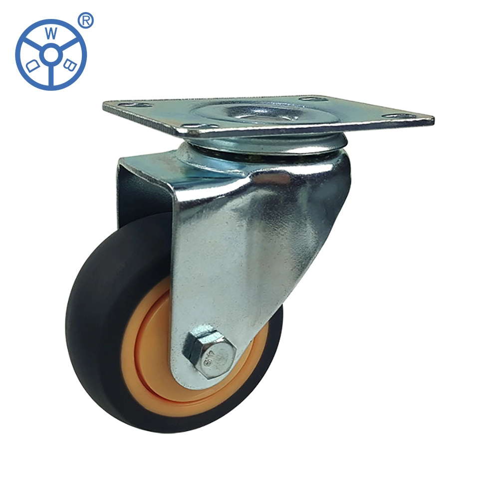 OEM Industrial Swivel Brake Plastic Core TPR Wheel Flat Free Pressed Steel Zinc Plated 3/4/5 Inch Locking Caster