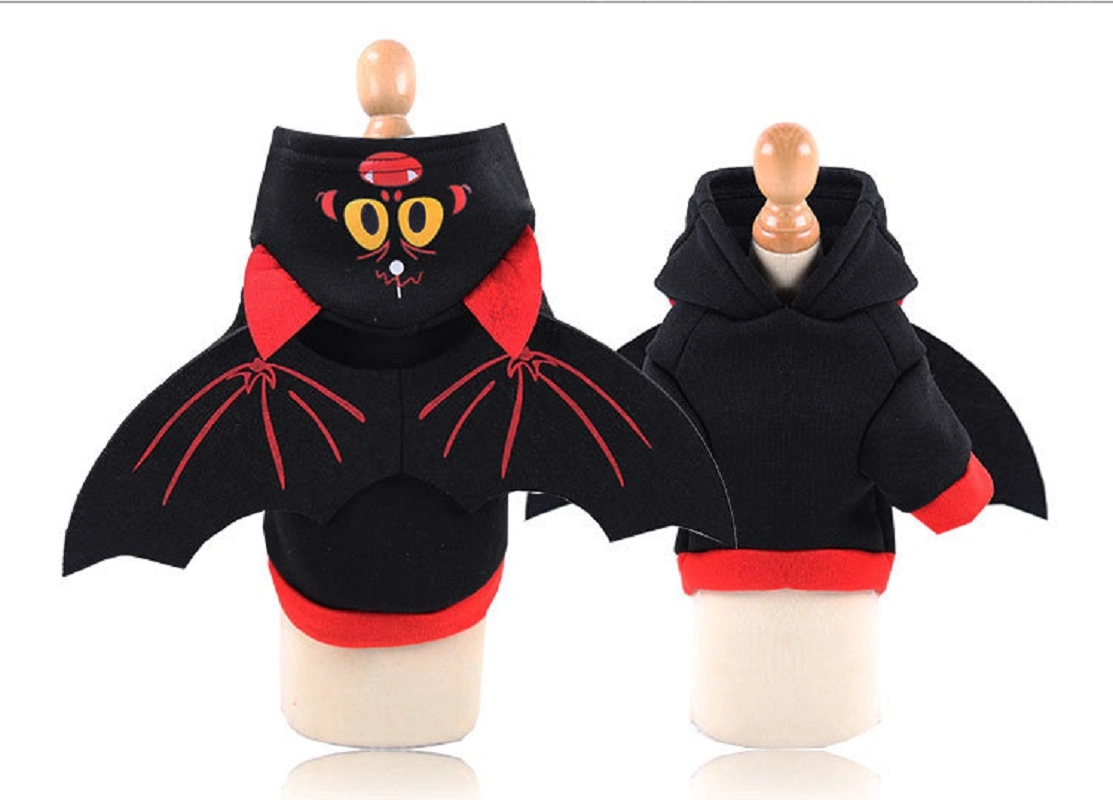 Hooded Pet Black Bat Wing Costume Winter Warm Sweater Halloween Costume Wbb16316