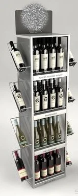 Wooden Supermarket Wine Display Stand/Flooring Wooden Wine Display Rack/Shelf for Beer/Wine