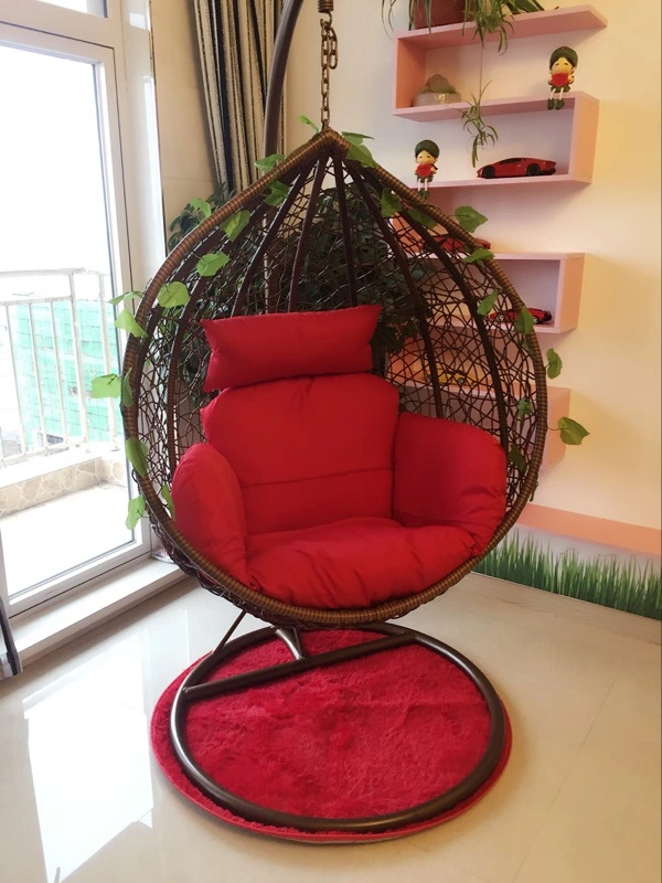 Double Egg Rattan Swing Chair Hanging Chair with Metal Stand