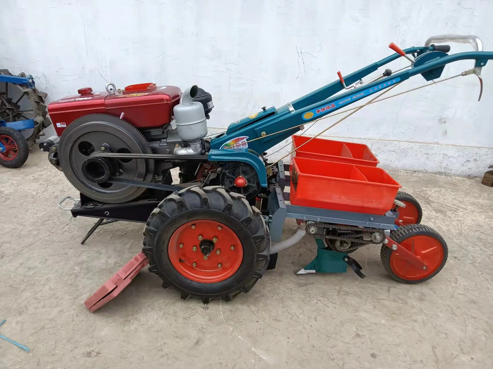 Original Factory Price High quality/High cost performance  12HP Diesel Walking Tractor Matched with Double Row Corn and Soybean Seeder