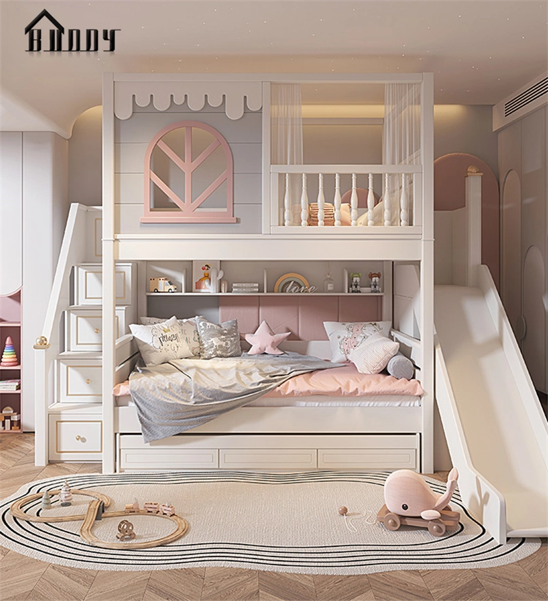 Startseite Schlafzimmer Möbel Kinder Etagenbett mit Rutsche und Treppe