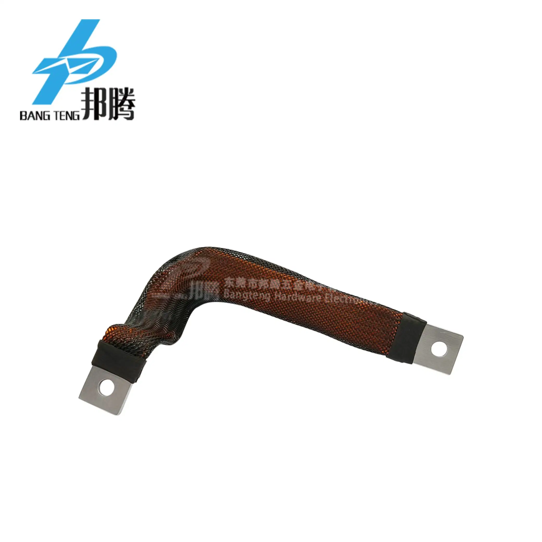 Custom Soft Copper Busbar Flexible Busbar with Weaving Mesh Tube and End Covers