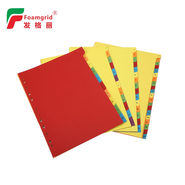 Format A4 écologique personnalisable coloré Tab Cards Binder différentes la page index Page 11 trous du papier du diviseur de fichier