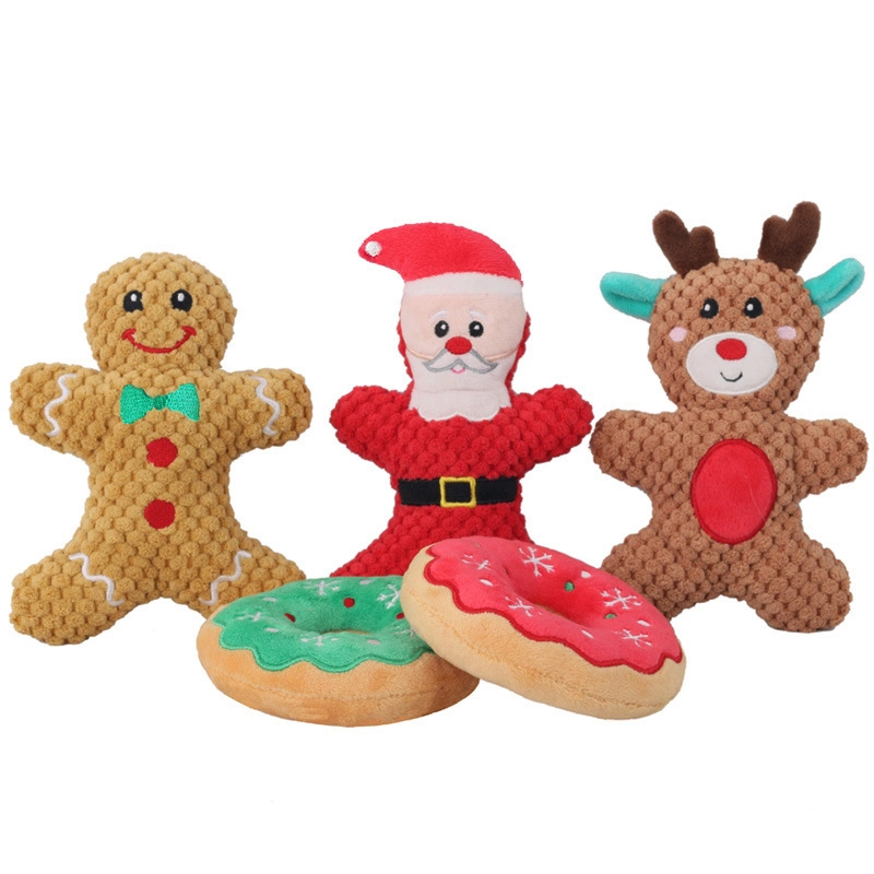 Os brinquedos de pelúcia cachorro estridente Soft Bonitinha Xmas Dons Pet para cães filhotes