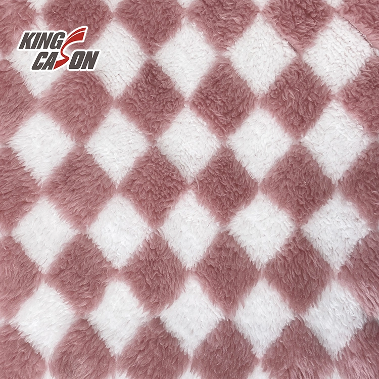 Kingcason Polyester Fabric Arctic Fabric Geometric Printing Two Sides Sherpa Fabric for Pajamas