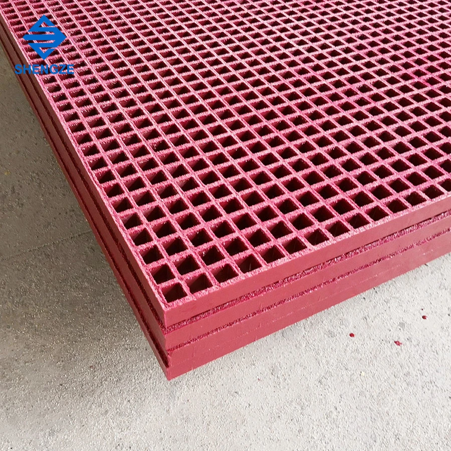 13*13/40*40mm Micro Mesh Anti Slip Sand Surface FRP GRP Fiberglass Lavado de suelo de Walkway moldeado rejilla de rejilla con abrazadera Clip