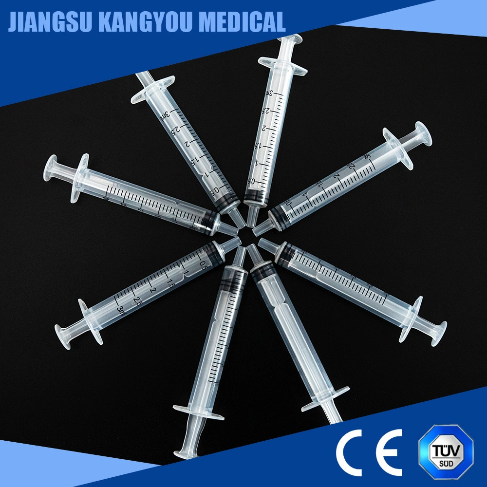 Medical Products Disposable Plastic 3 Parts Luer Slip Luer Lock Injection Syringe with Needle