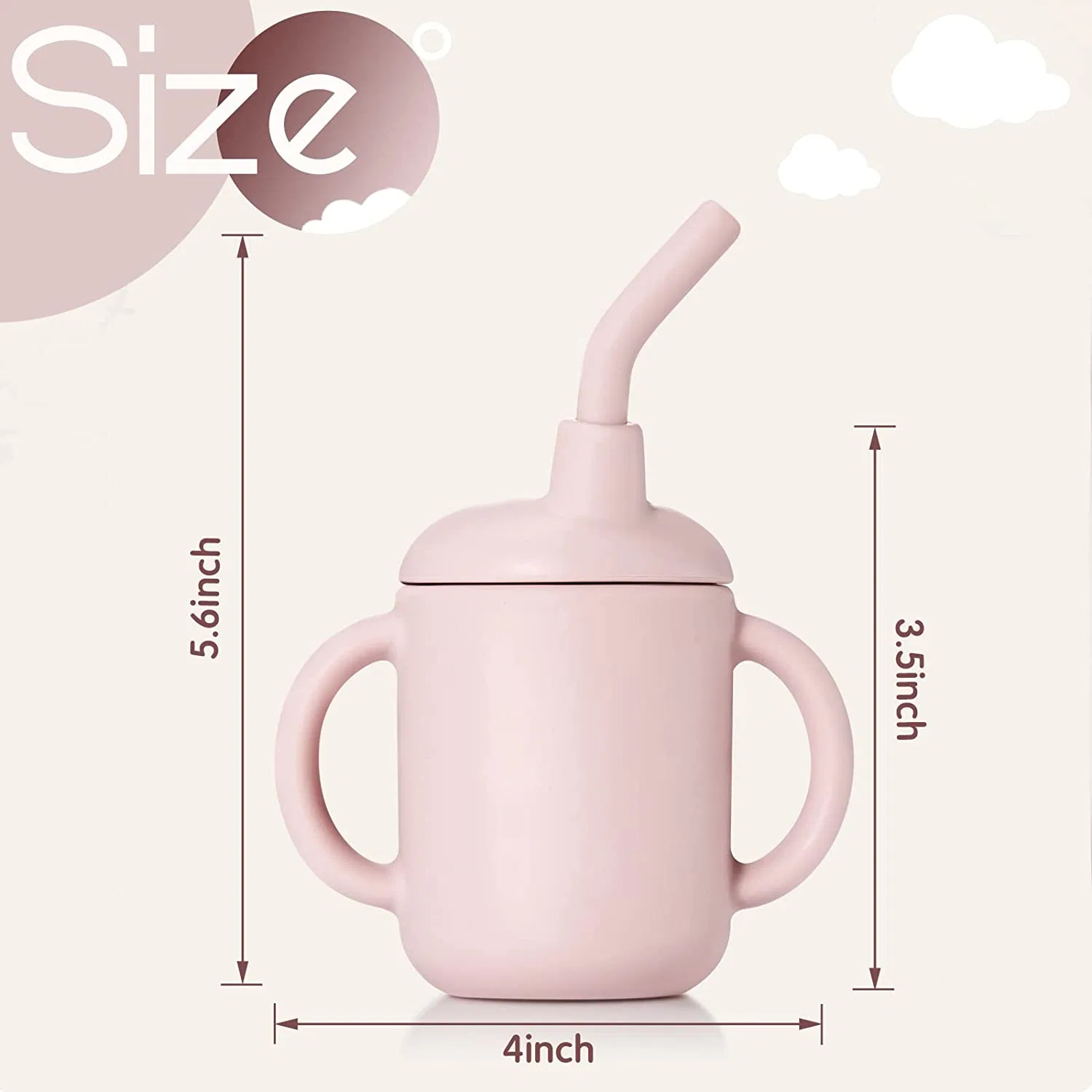 Niño de 2 piezas de silicona de la formación Sippy tazas tazas con tapa de paja y antideslizante