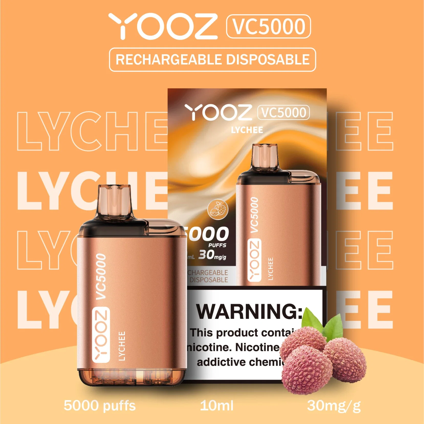 2023yooz New Product, Original Disposable Vape Yooz Vc5000, Fruit Flavor, Rechargeable, Shenzhen Wholesale Electronic Cigarette