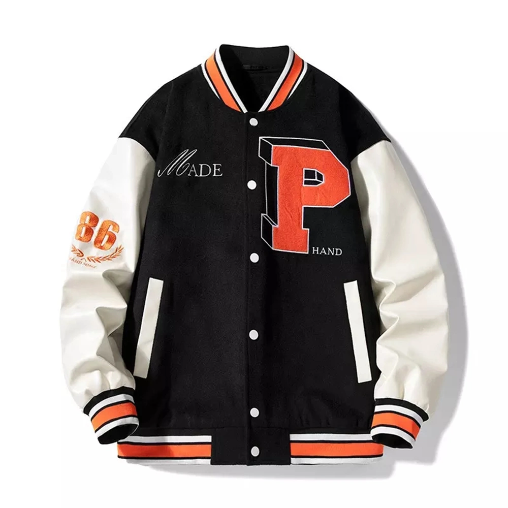 Exterior personalizado Hombres Mujeres niños chaquetas de algodón de la moda invierno parche bordado por Puffer Bombardero Streetwear Letterman Chaqueta Varsity escuela Escuela de béisbol