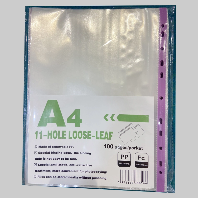 11-Hole Colors Transparent File Sheet Protector with A4/FC Size