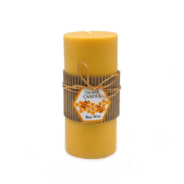 Cera de abejas pura Pilar velas 2X4 Pulgadas amarillo de 30 horas de la quema de velas artesanales