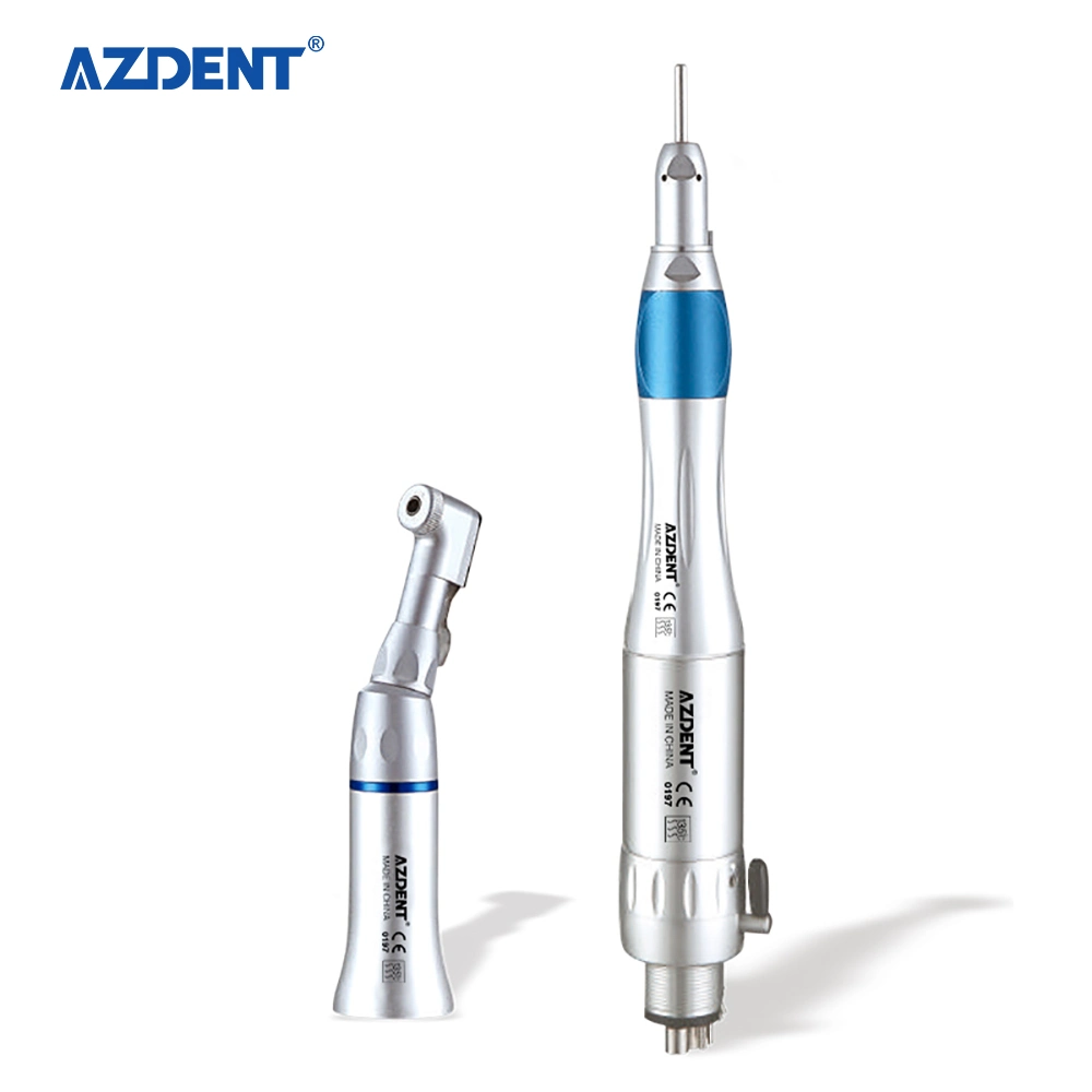 Azdent External Irrigation Low Speed Handpiece Kit with Straight/Contra Angle Handpiece 4 Holes Air Motor