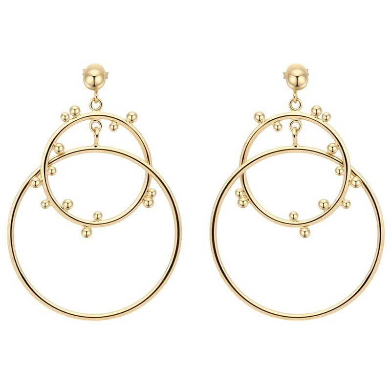 New Retro European American Earrings 18K Gold Plated Round Earrings