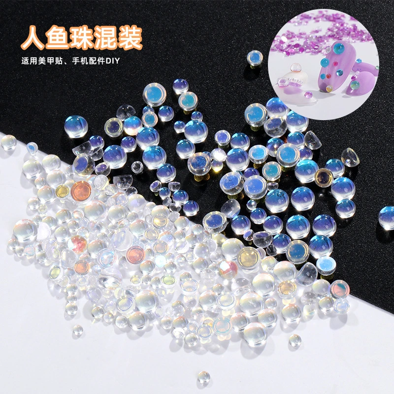 Hot Sales Colorful Clear Round Flat Back Mixed Mi Series Nail Art Crystal Mermaid Beads Rhinestone Accessories