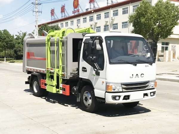 China Factory JAC Brand New Gasoline Engine 7m3 Hang Barrel Side Loader Tipper Garbage Truck Price