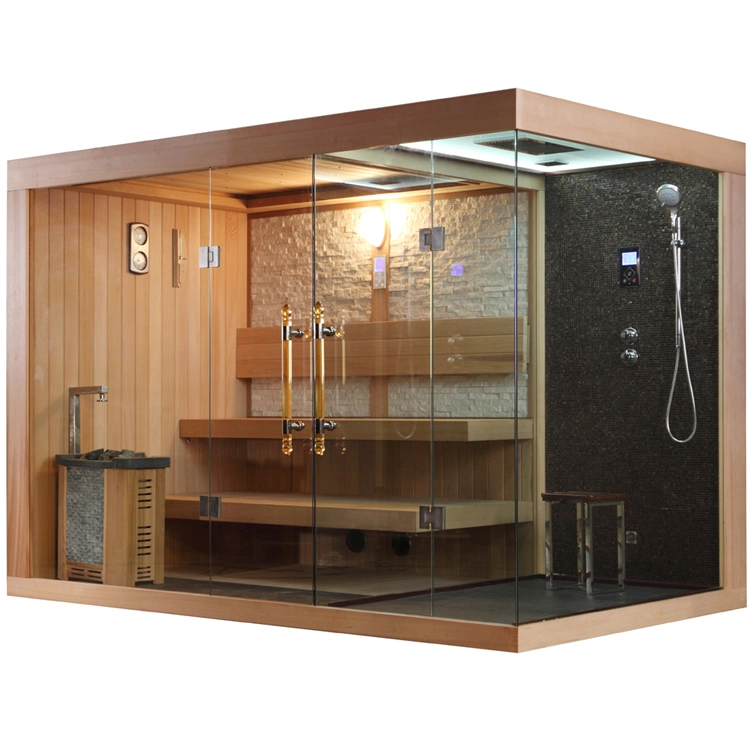 Bon prix du bois de cèdre rouge Accueil Salle de bain Salle de bains avec douche à vapeur humide informatisé boîtier Sauna sec combiné Salle de cabine