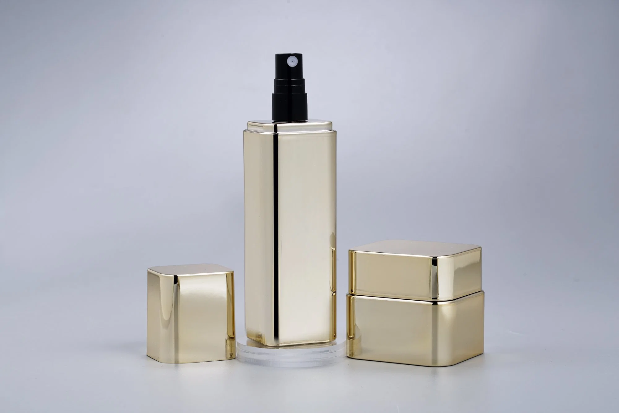 Acrylic Bottle and Jar Shiny Gold Acrylic Cosmetic Bottle Set