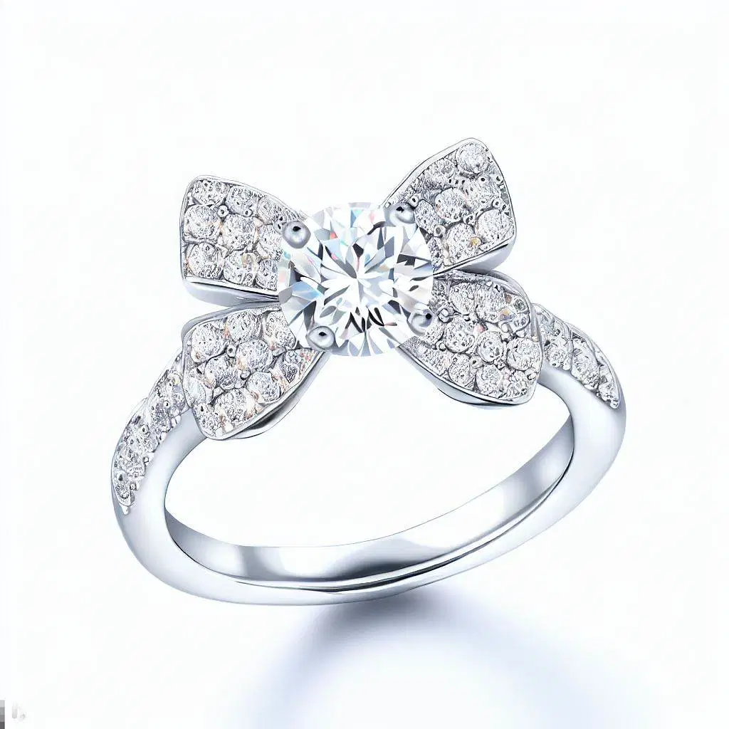 14K White Gold Bow Shape Lab Grown Diamond Ring Price