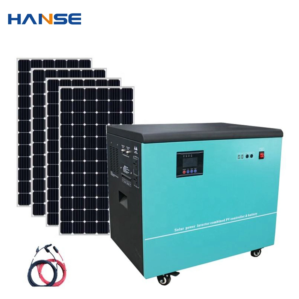 Sistema portátil de armazenamento de energia solar móvel de dimensões reduzidas, 220 V, 3 kw, 5 kw Sistema de alimentação de gerador solar tudo-em-um com bateria de lítio Para iluminação doméstica