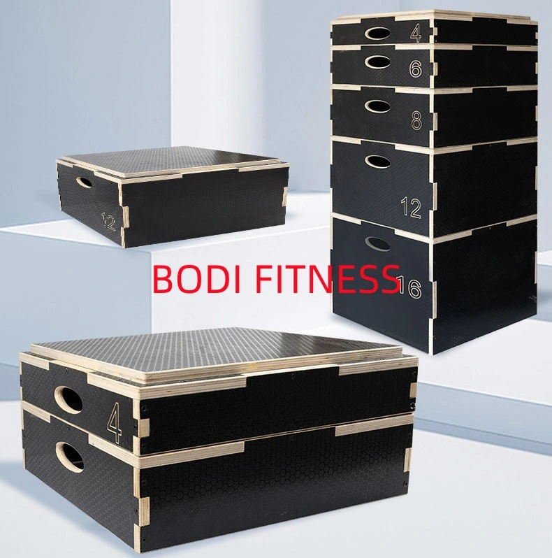 China Fitness Cross Gym Caisse de saut en bois ajustable de Plyo / Bois Ensembles de boîtes plyométriques