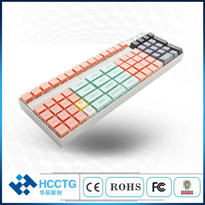 105 Keys Waterproof Cash Register Full USB Programmable Transparent Keycap POS Keyboard Kb105A
