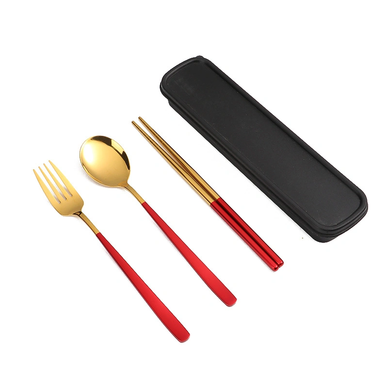 Utensílios reutilizáveis a utilização diária do Kit de talheres de aço inoxidável Dust-Proof estilo coreano pauzinhos colher Garfos Jantar Set Wbb22167