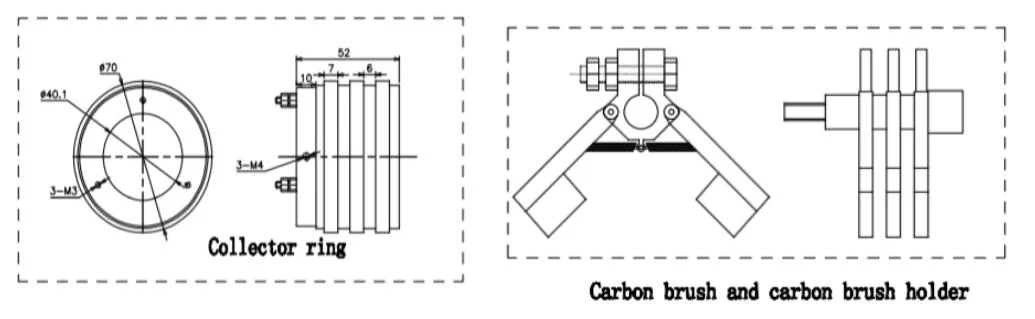 Barlin Times High quality/High cost performance 40mm Inner Diameter Carbon Brush Rotary Collector with 4 Power Rings