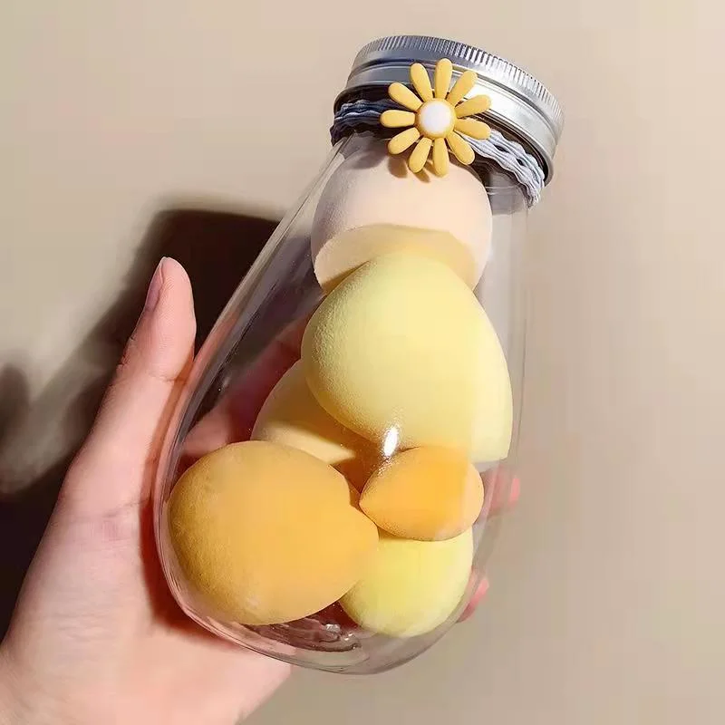 Milk Tea Bottle Beauty Egg Ultra Soft Canned Sponge Powder Puff Travel Set Clean Health Makeup Egg Set